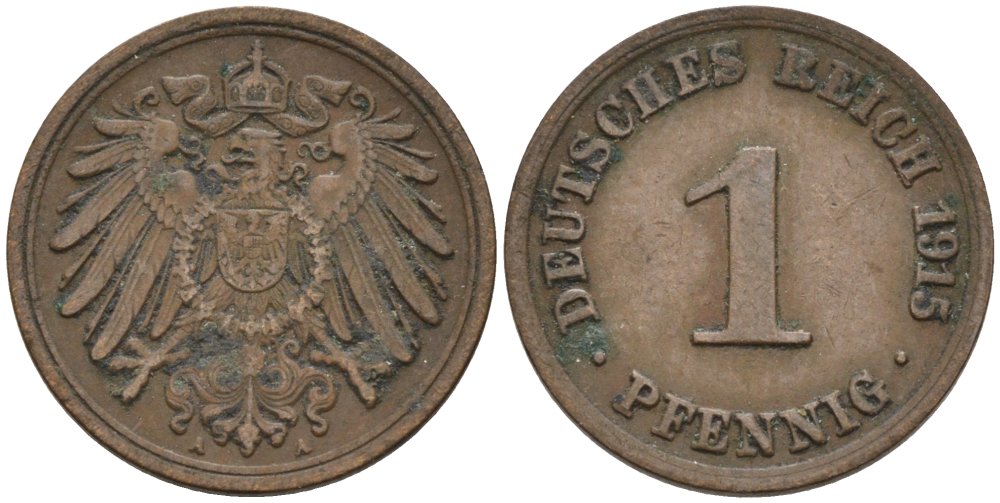 Германия 1 пфенниг 1915 A KM 10, J. 10 медь 4576-218