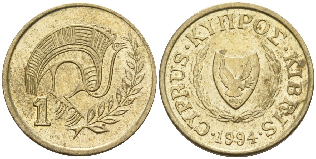 Кипр 1 цент 1994 KM 53.3 никель латунь 4174-1152