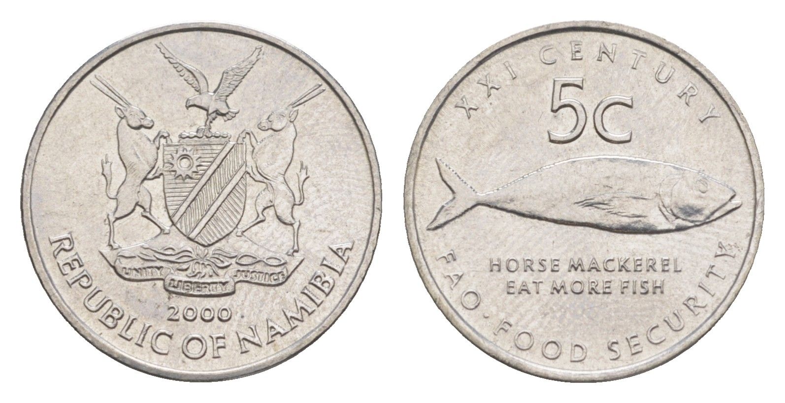 Намибия 5 центов 2000 ФАО KM 16 нержавеющая сталь UNC 4189-643