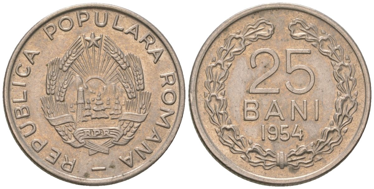 Румыния 25 бань 1954 KM 85.2 медно-никель 4532-638