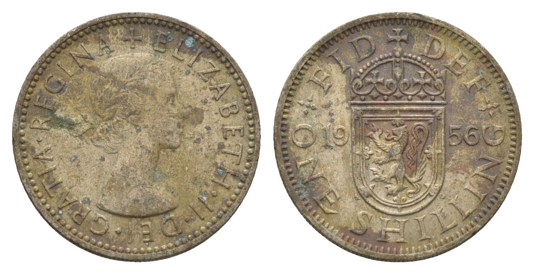 Великобритания 1 шиллинг 1953 Елизавета II (1952-2022), Шотландский герб KM 891, Spink 4140 медно-никель 4663-215