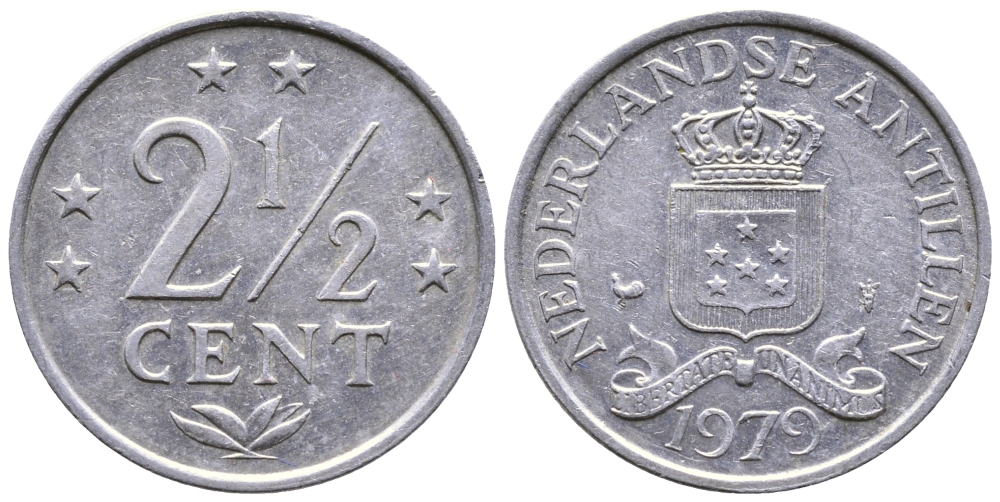 Нидерландские Антильские острова (Нидерландские Антилы) 2 1/2 цента 1979 Юлиана (1948-1980) KM 9а алюминий 177-942
