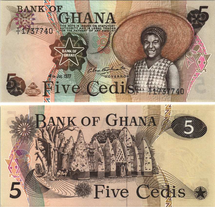 Гана 5 седи 1977 Мечеть Ларабанга Pick 15 b бумага UNC (пресс) 6299-55-1-1