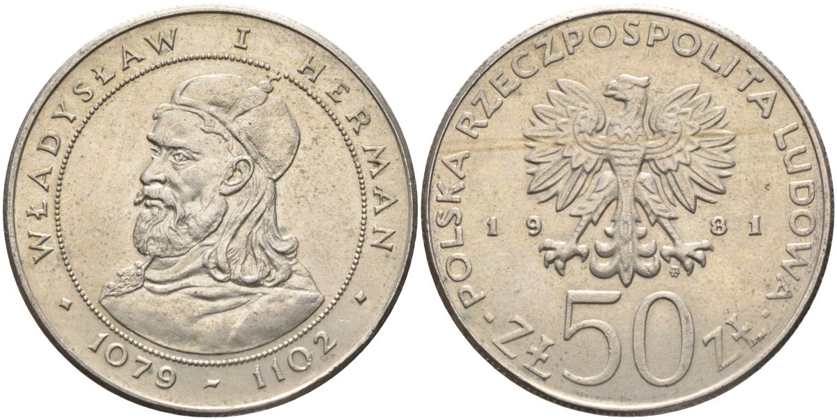Польша 50 злотых 1981 князь Владислав I Герман Y 128 медно-никель 4565-1131
