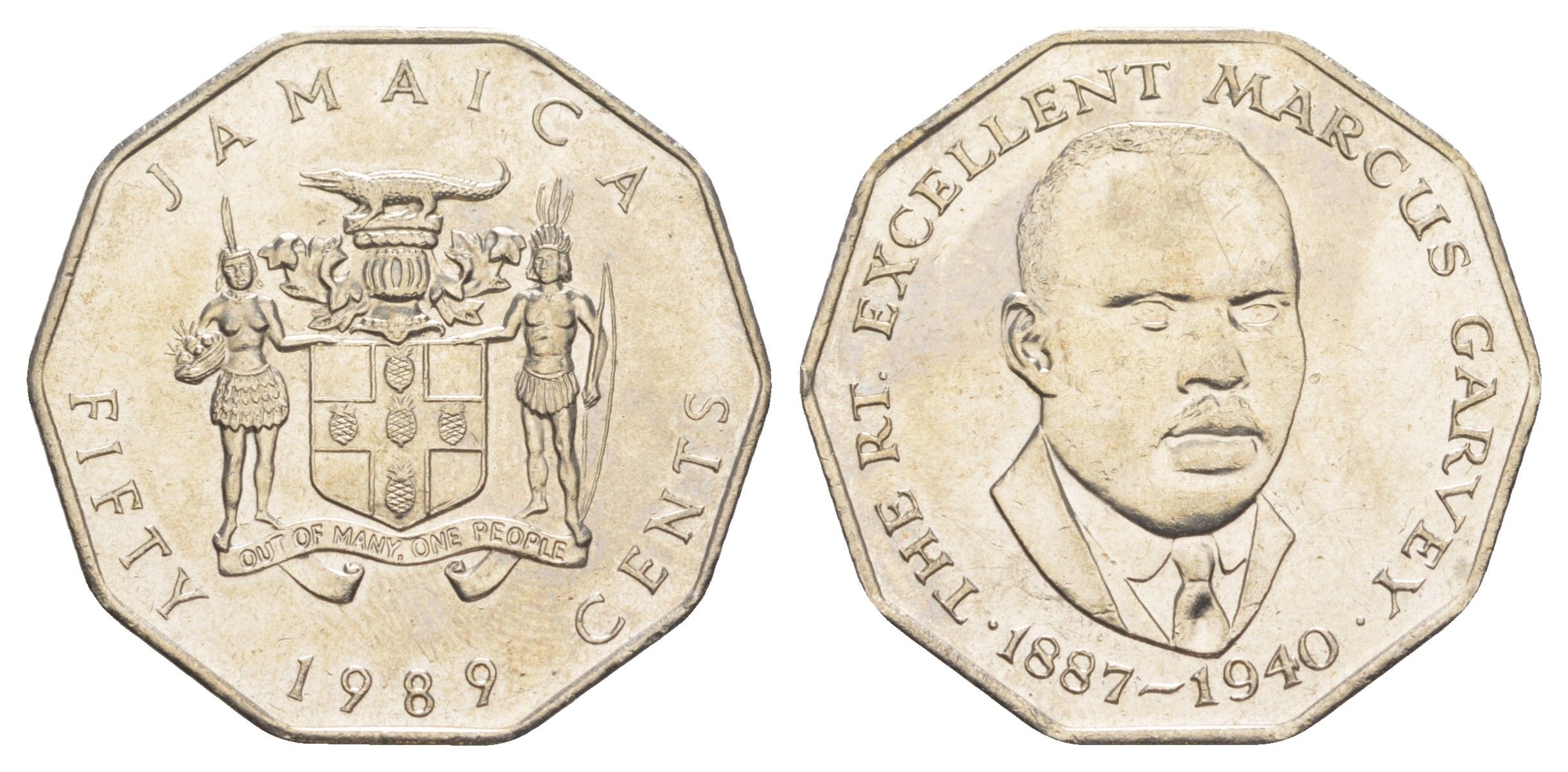 Ямайка 50 центов 1989 Маркус Гаврей (1887-1940) KM 65 медно-никель UNC 91-1133