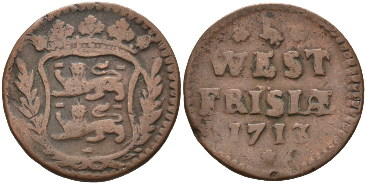 Западная Фризия (West Frisia), Нидерланды 1 дуит 1713 KM 100 медь 4577-217