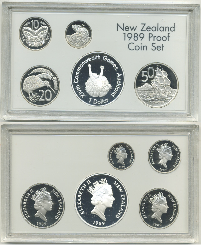 Новая Зеландия официальный набор из 5 монет 1989 в оригинальной пластиковой упаковке серебро PROOF 1-4-1-08