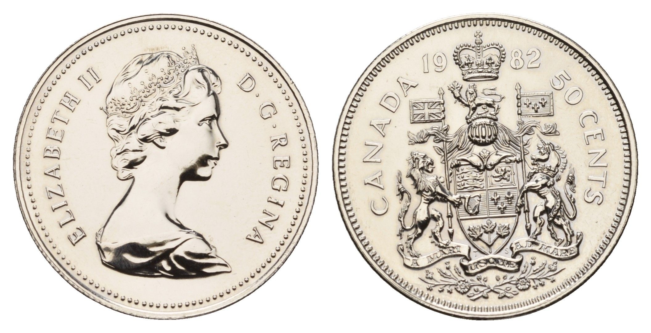 Канада 50 центов 1982 Елизавета II (1952-2022), герб KM 75.3 никель PROOF-LIKE (BU) 413-4633