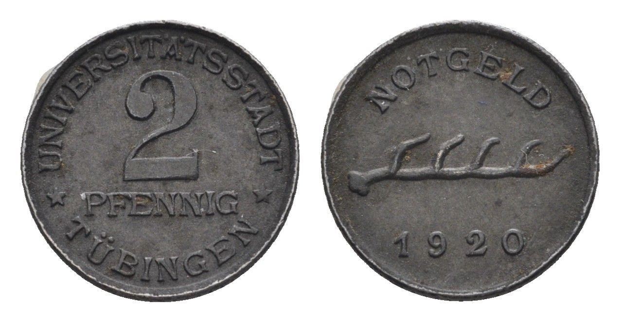 Тюбинген 2 пфеннига 1920 Funck 551.8, Men05 25330.12, Men18 31711.12 железо 1531-1041