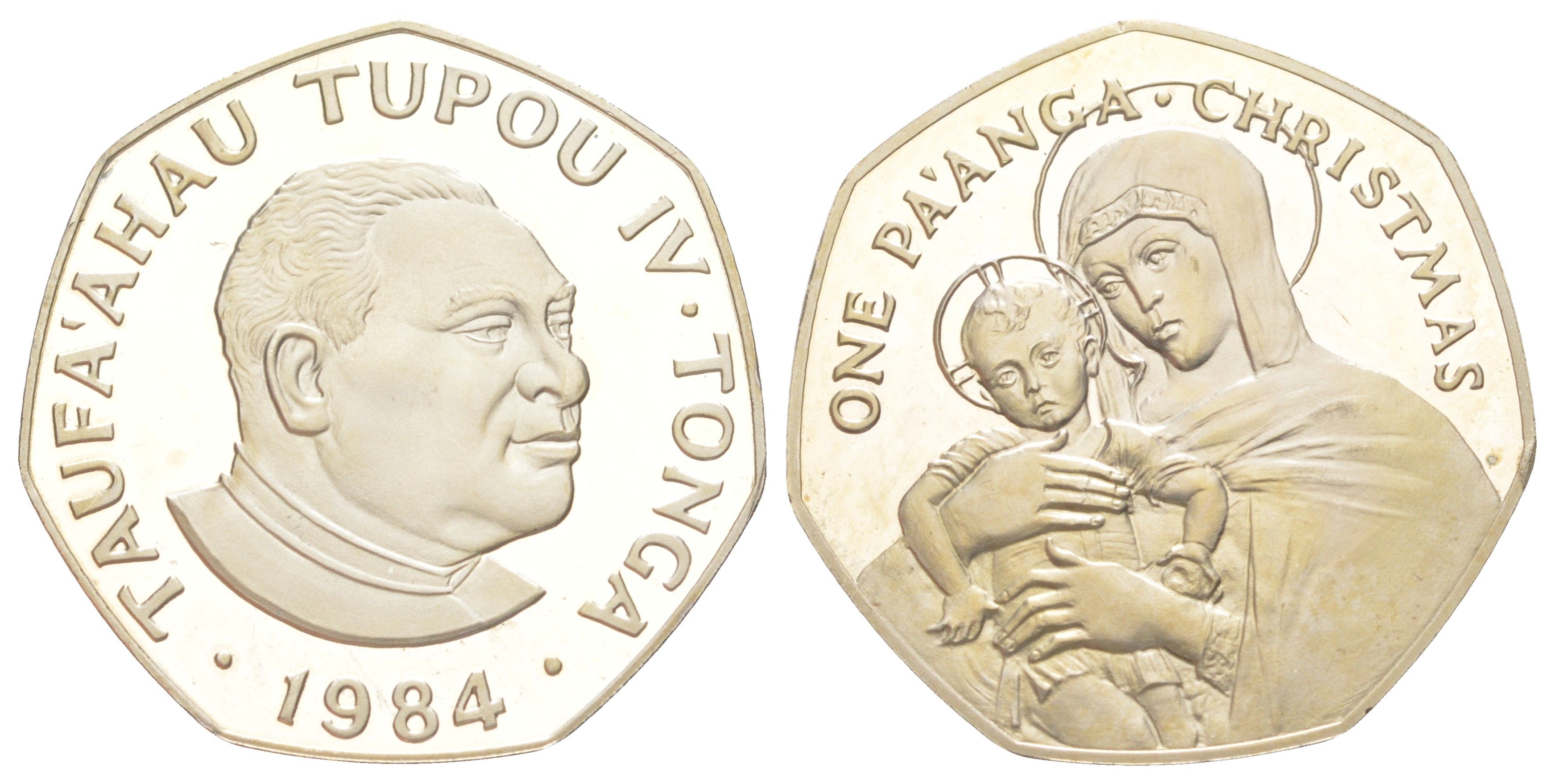 Тонга 1 паанга 1984 Рождество, тираж 2.500 экземпляров KM 81a серебро PROOF 00-903-26