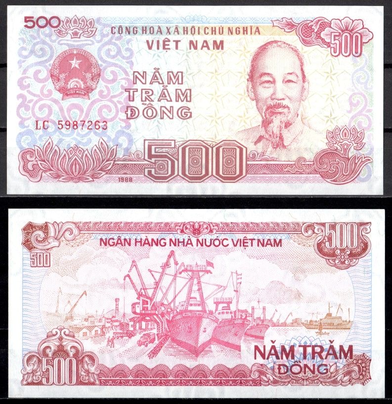 Вьетнам 500 донгов 1988 Pick 101 a (2) бумага UNC (пресс) 7486-12-3-2