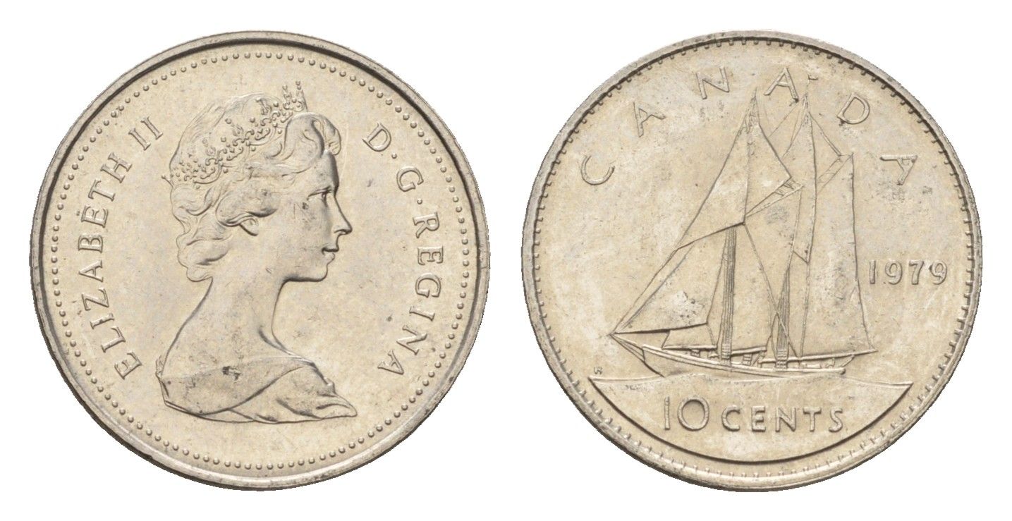 Канада 10 центов 1979 Елизавета II (1952-2022), парусник KM 77 никель 4689-549
