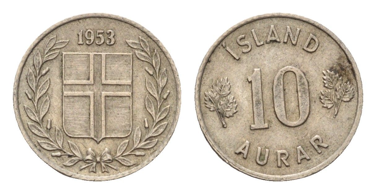 Исландия 10 эйре 1953 KM 10 медно-никель 4690-654