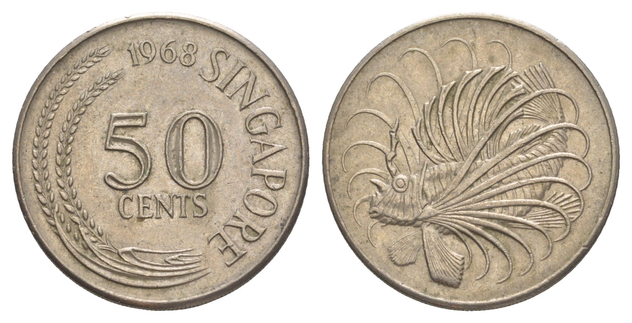 Сингапур 50 центов 1968 KM 5 медно-никель 4638-1244