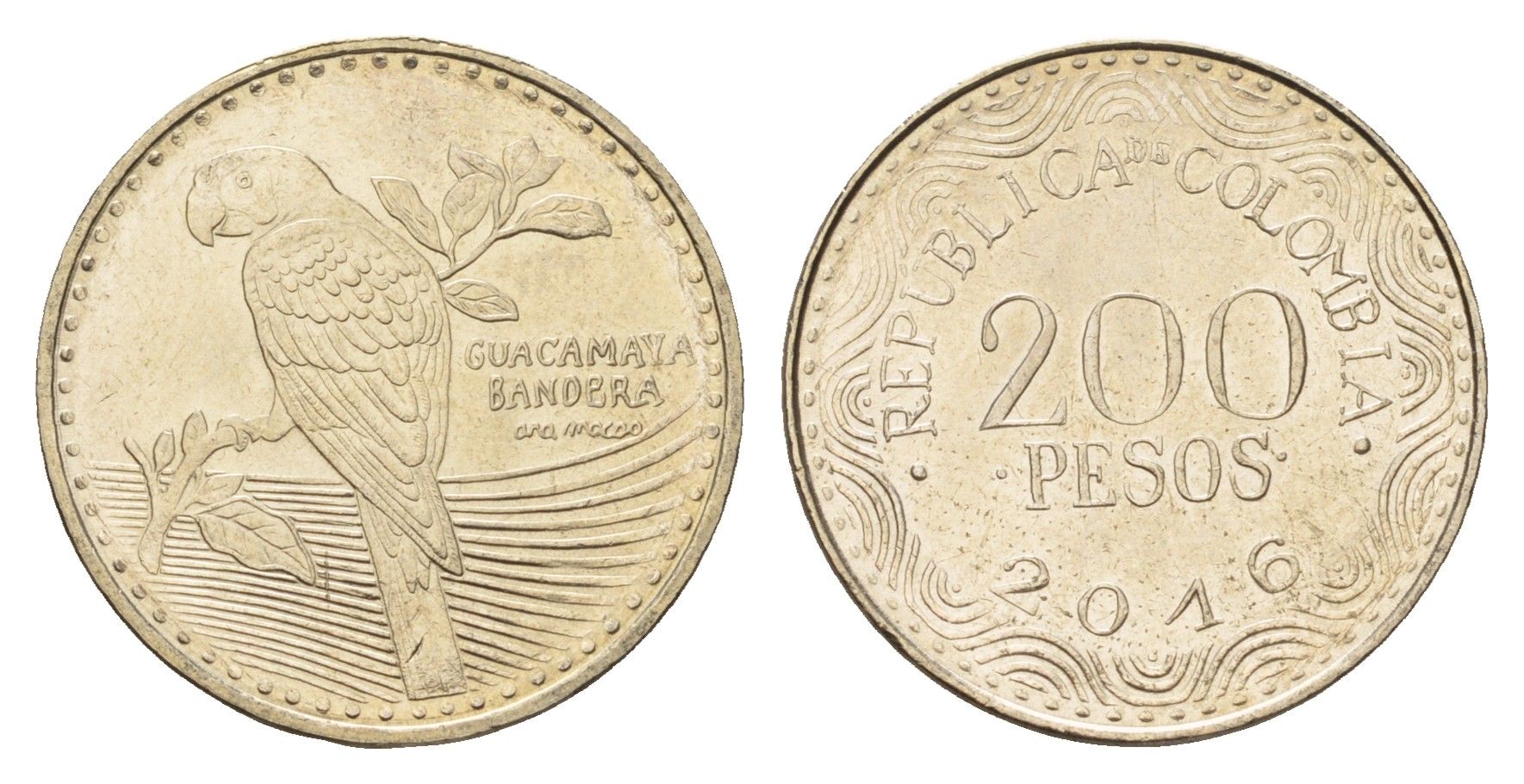 Колумбия 200 песо 2016 KM 297 медь цинк никель UNC 4686-455