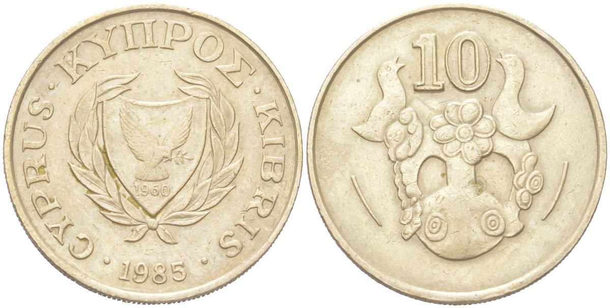 Кипр 10 центов 1985 KM 56.2 никель латунь 4156-721