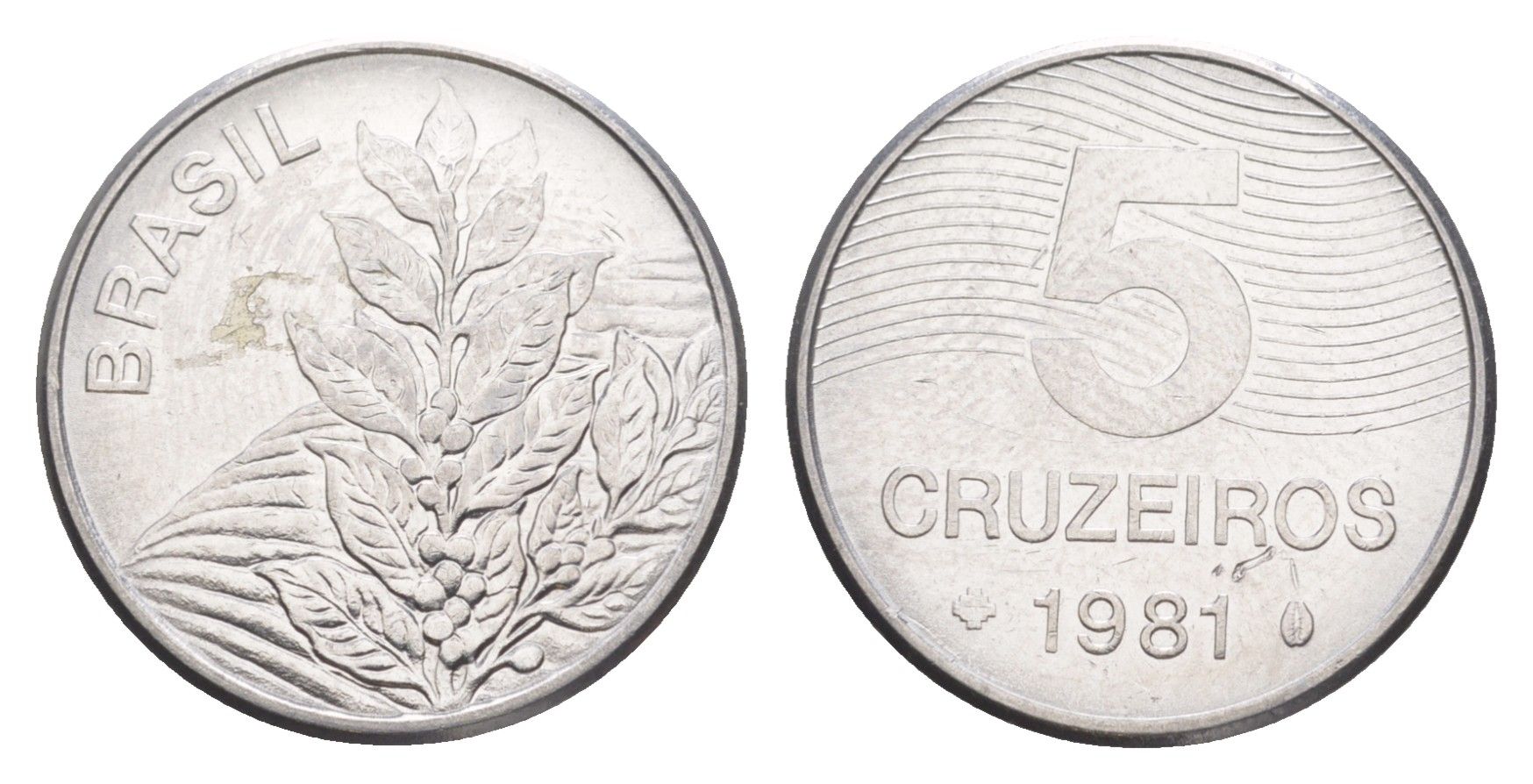 Бразилия 5 крузейро 1981 KM 591 нержавеющая сталь UNC 4644-525
