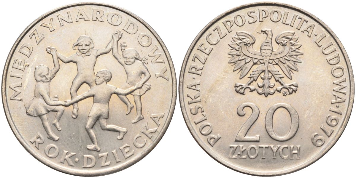 Польша 20 злотых 1979 Международный год детей Y 99 медно-никель 4565-633