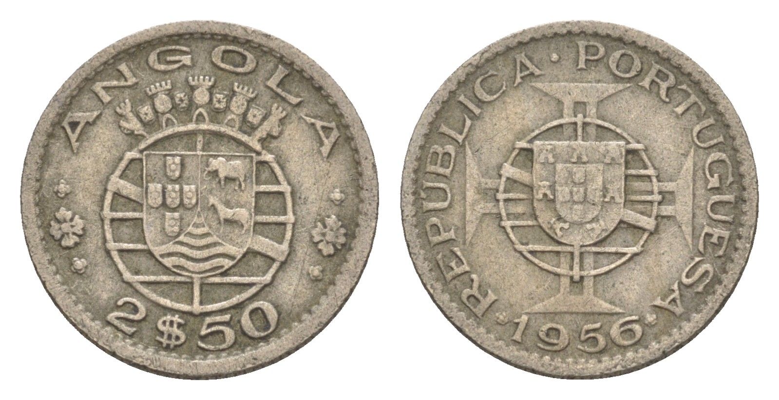 Ангола 2,5 эскудо 1956 KM 77 медно-никель 4649-1055