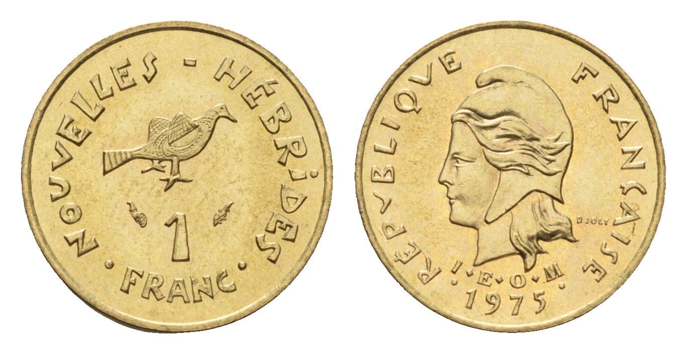 Новые Гебриды 1 франк 1975 KM 4.2 медь алюминий никель UNC 53-216