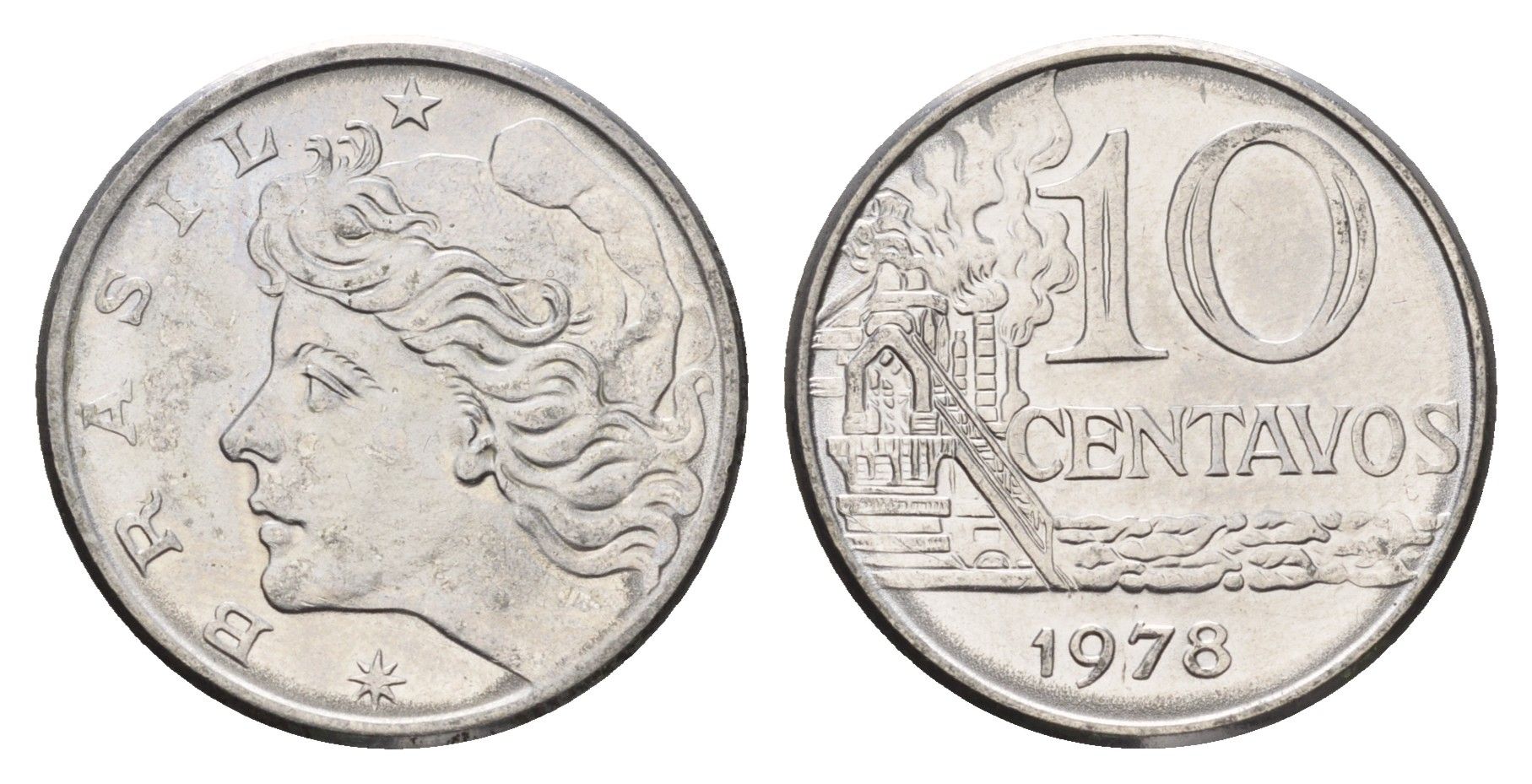 Бразилия 10 сентаво 1978 KM 578.1a нержавеющая сталь UNC 4686-653
