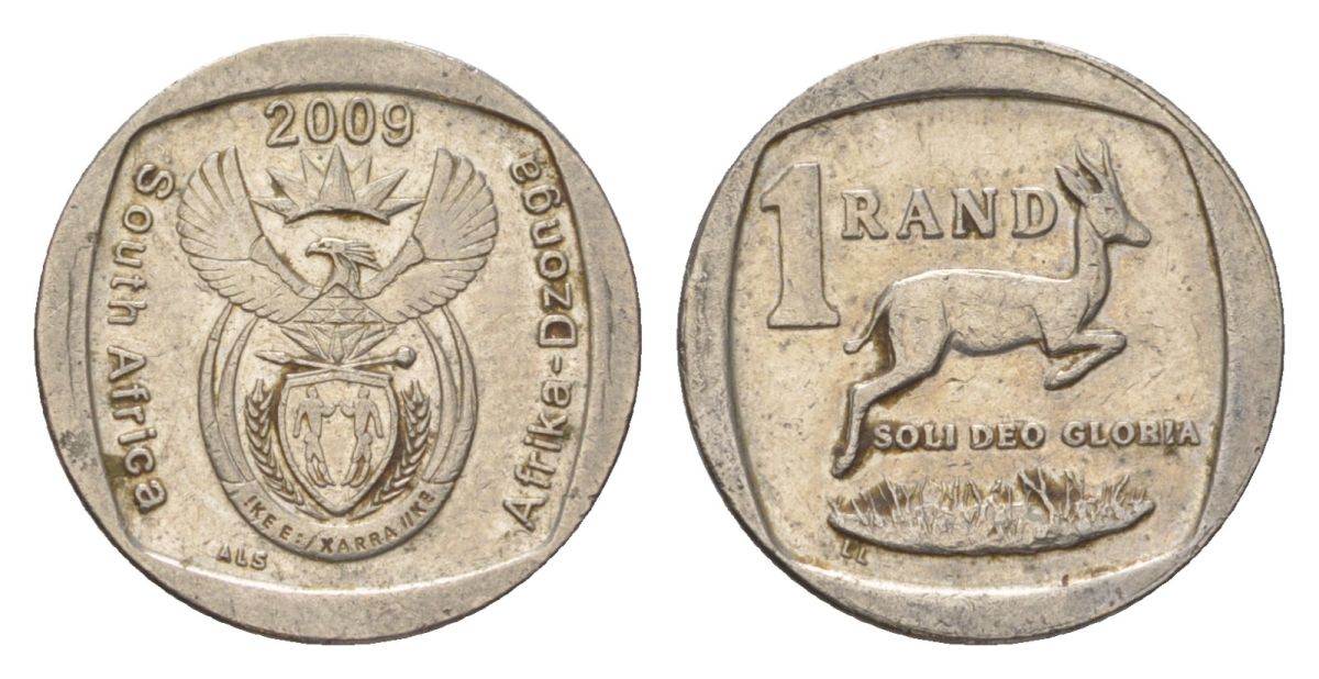 ЮАР 1 ранд 2009 KM 468 медь плакированная никелем 4627-544