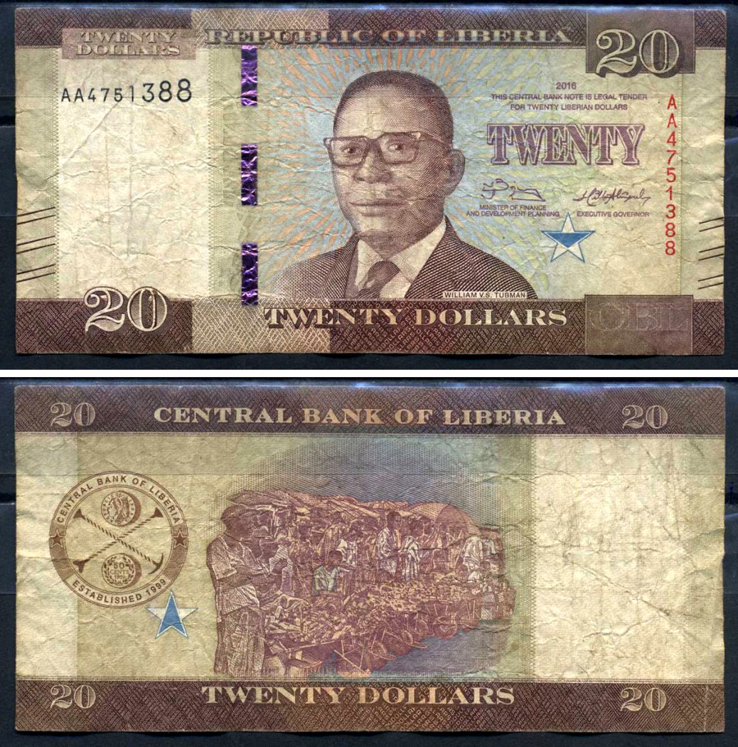 Либерия 20 долларов 2017 Уильям Табмен - президент Либерии Pick 33 b бумага 8592-11-1-1