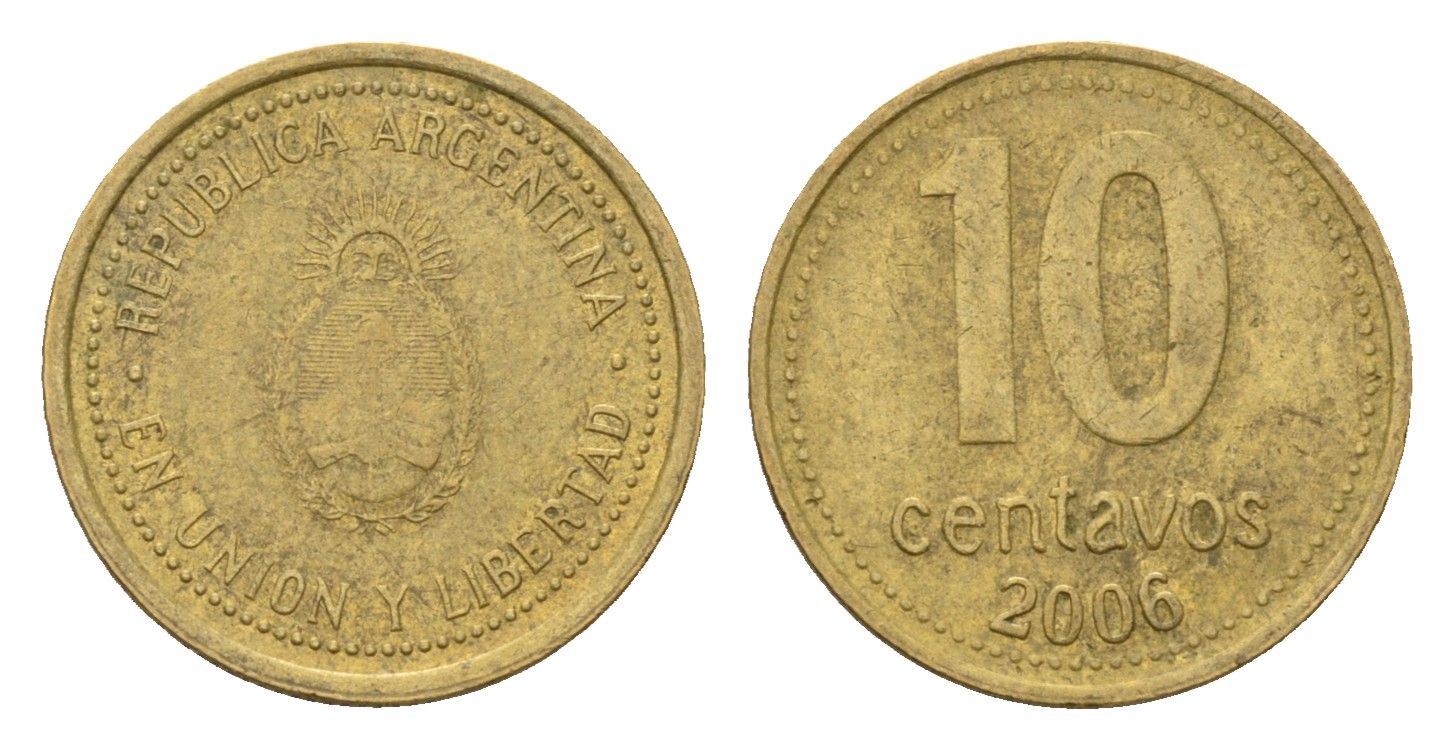 Аргентина 10 сентаво 2006 KM 107 алюминиевая бронза 4679-813