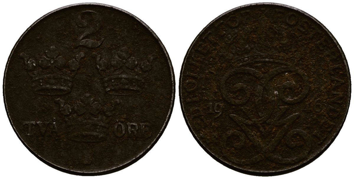 Швеция 2 эре 1916 Густав V (1907-1950) KM 778 бронза 4177-921