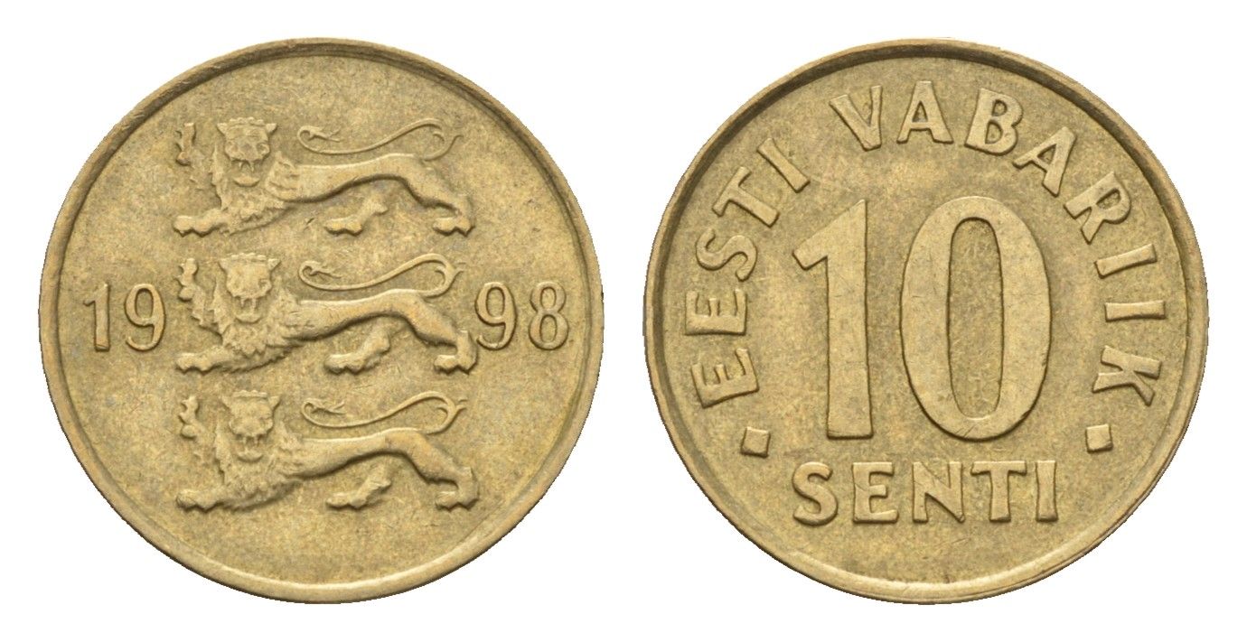 Эстония 10 сентов 1998 KM 22 латунь 4689-654