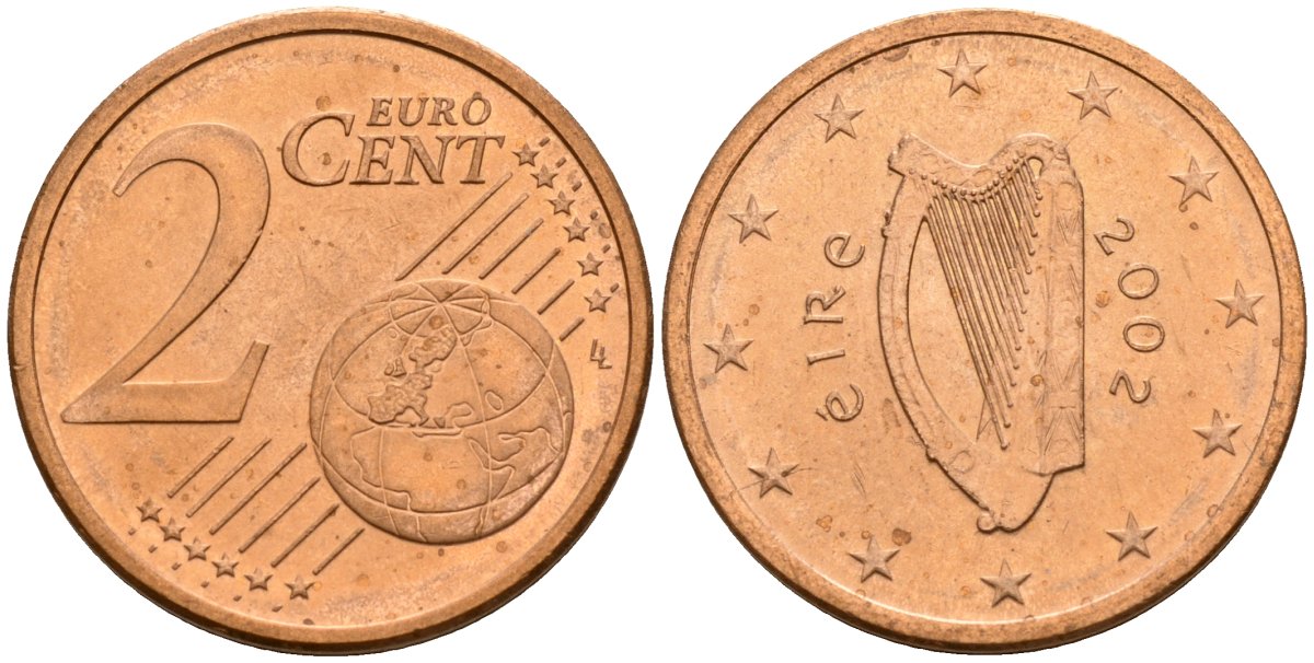 Ирландия 2 евроцента 2002 KM 33 сталь плакированная медью 5174-859
