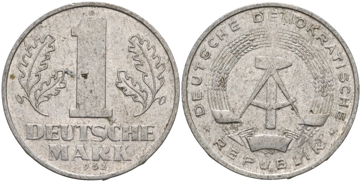 ГДР 1 марка 1962 A KM 13 алюминий 4143-821