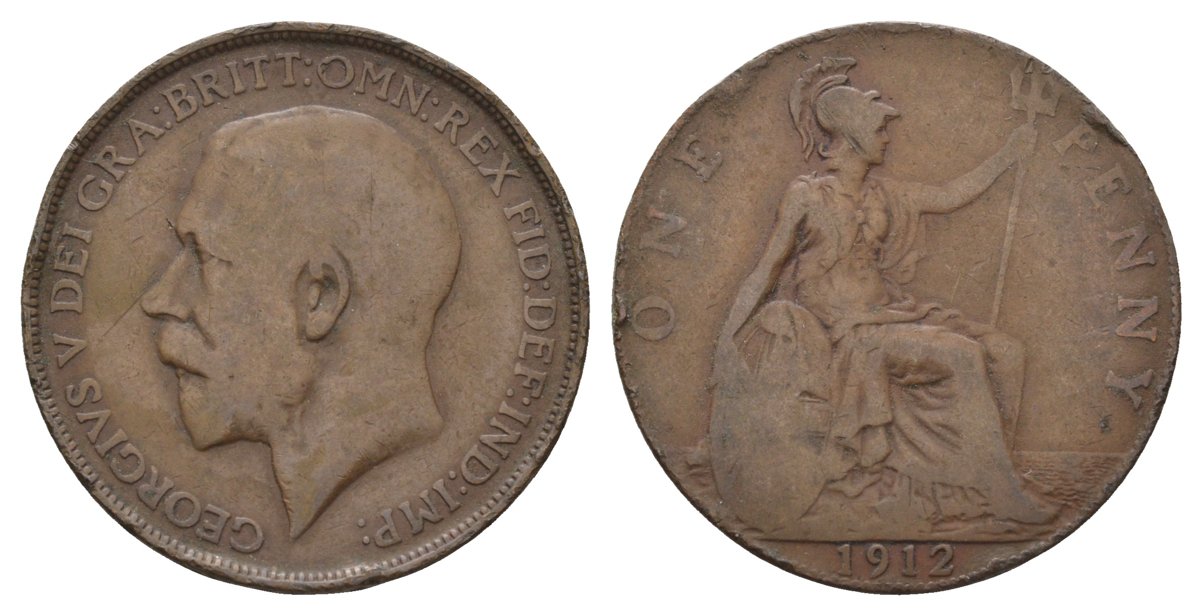 Великобритания 1 пенни 1912 Георг V (1910-1936) KM 810, Spink 4051 бронза 4680-823