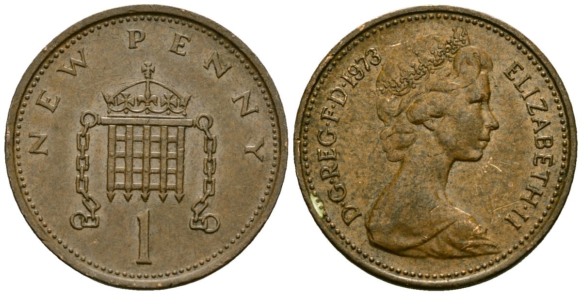 Великобритания 1 пенни 1973 Елизавета II (1952-2022) KM 915, Spink 4237 (B1) бронза 4167-1216