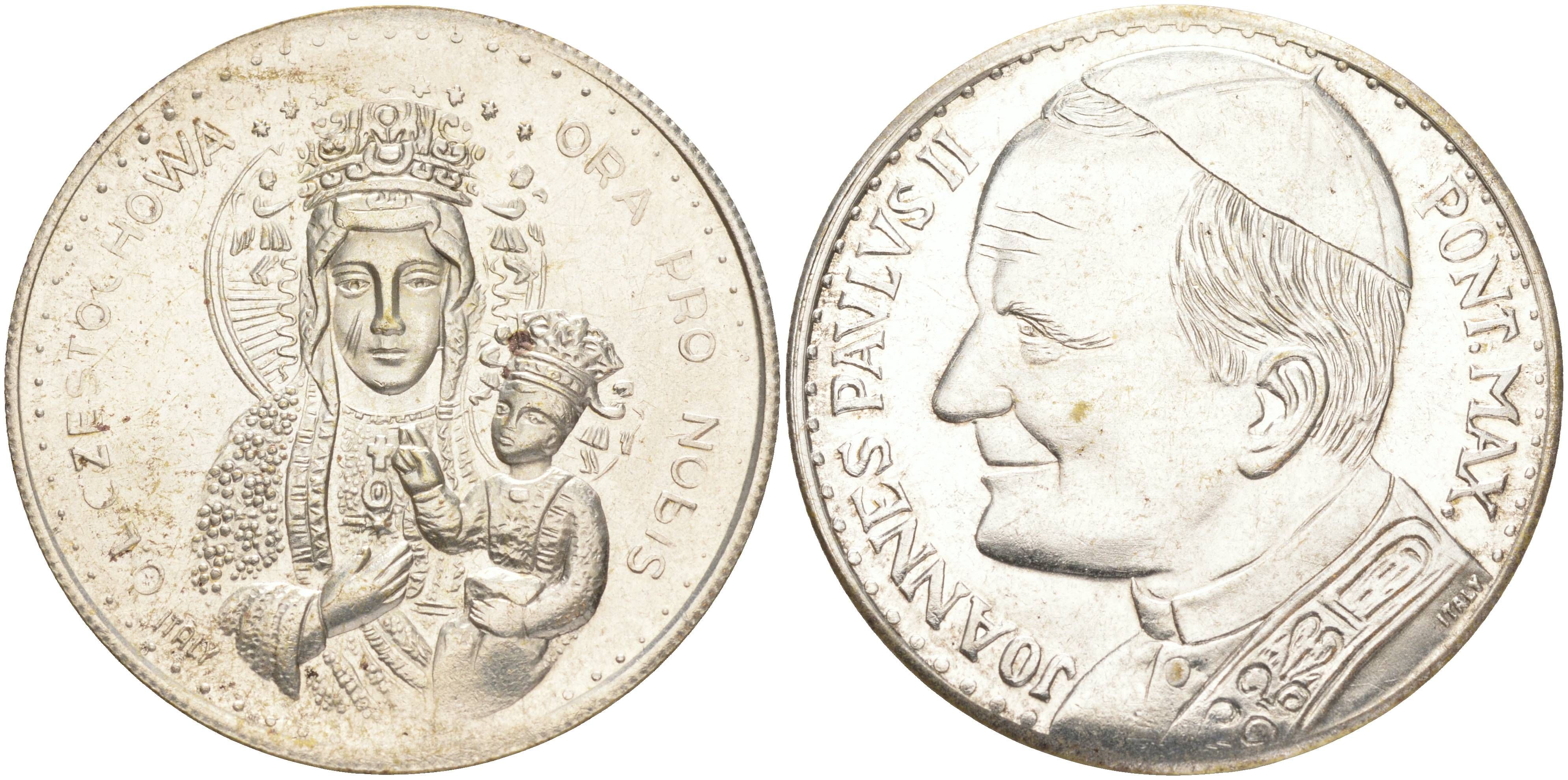 ВАТИКАН МЕДАЛЬ ND ПОНТИФИК ИОАНН ПАВЕЛ II, ДЕВА МАРИЯ, СЕРЕБРЕНИЕ медно-никель 107-1234