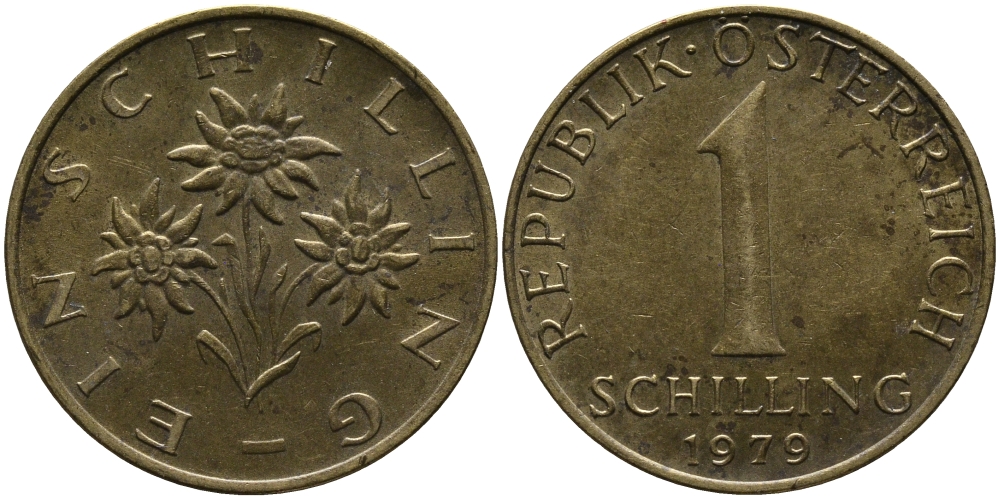 АВСТРИЯ 1 ШИЛЛИНГ 1979 KM 2886 алюминиевая бронза 33-535