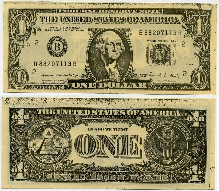 США 1 ДОЛЛАР ND СУВЕНИРНЫЙ, КСЕРОКС бумага UNC (ПРЕСС) 7203-27-2