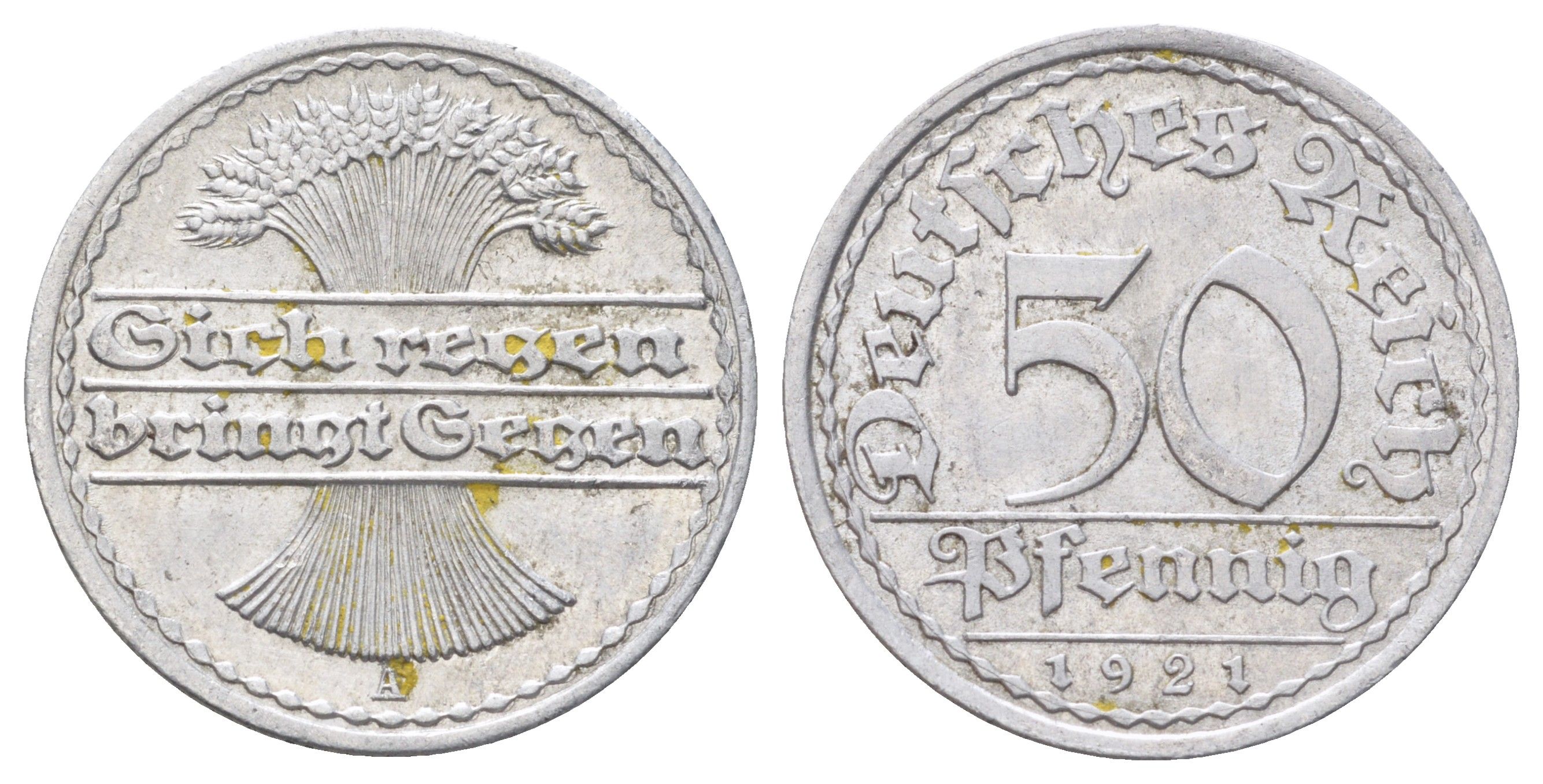 Германия 50 пфеннигов 1921 A KM 27, J. 301 алюминий 4700-952