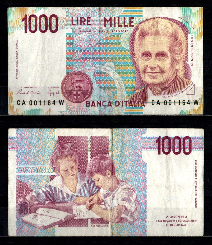 Италия 1000 лир 1990 Pick 114 a бумага 7218-35-1-1