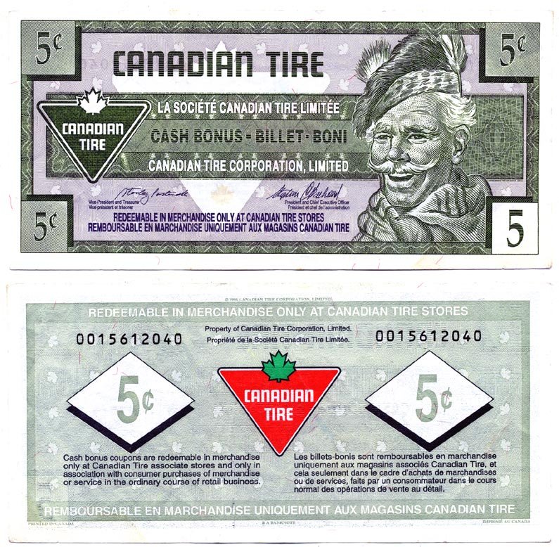 КАНАДА TIRE MONEY 5 ЦЕНТОВ ND CASH BONUS BILLET BONI С ЛИСТКОМ бумага 7146-50-2-1