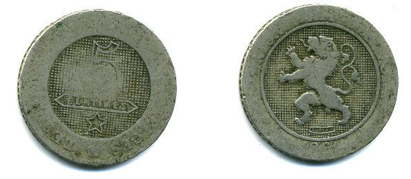 БЕЛЬГИЯ 5 САНТИМОВ 1861 04-115