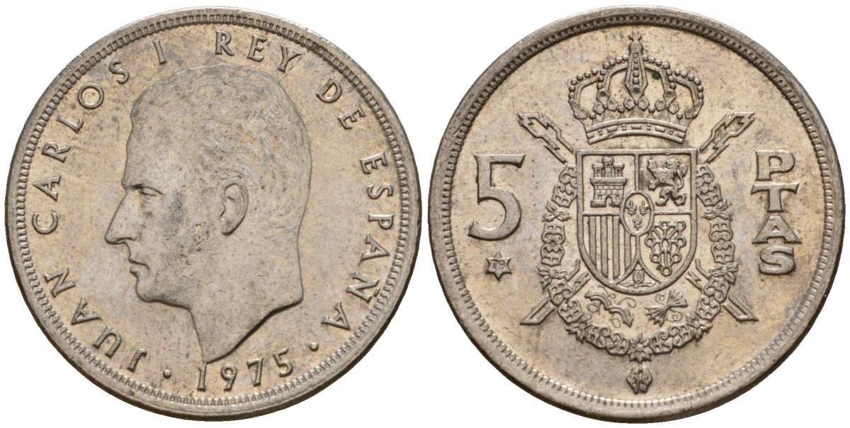 Испания 5 песет 1975 (79) Хуан Карлос I (1975-2014) KM 807 медно-никель 202-612