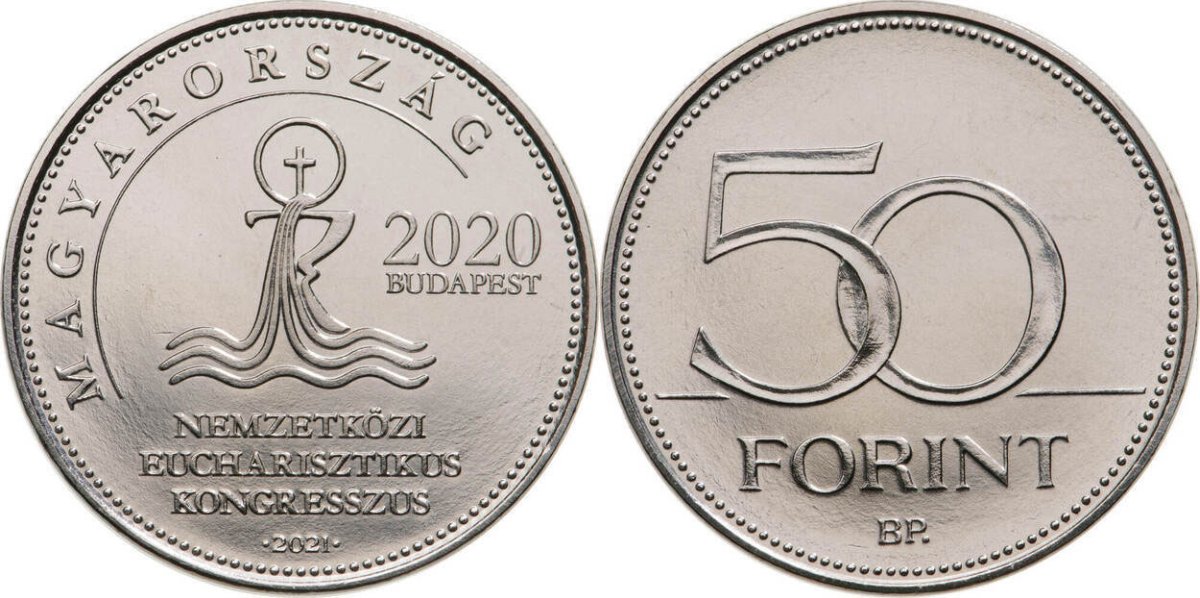 Венгрия 50 форинтов 2021 52-й Международный евхаристический конгресс в Будапеште KM NEW медно-никель UNC M28-07