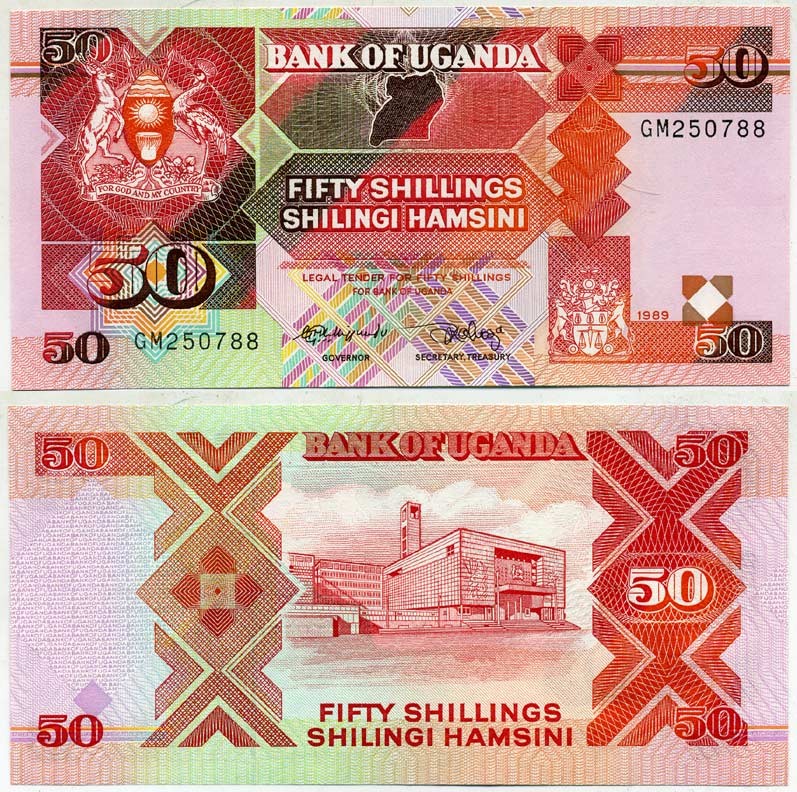 УГАНДА 50 ШИЛЛИНГОВ 1989 Pick 30b бумага UNC (ПРЕСС) 6299-9-2