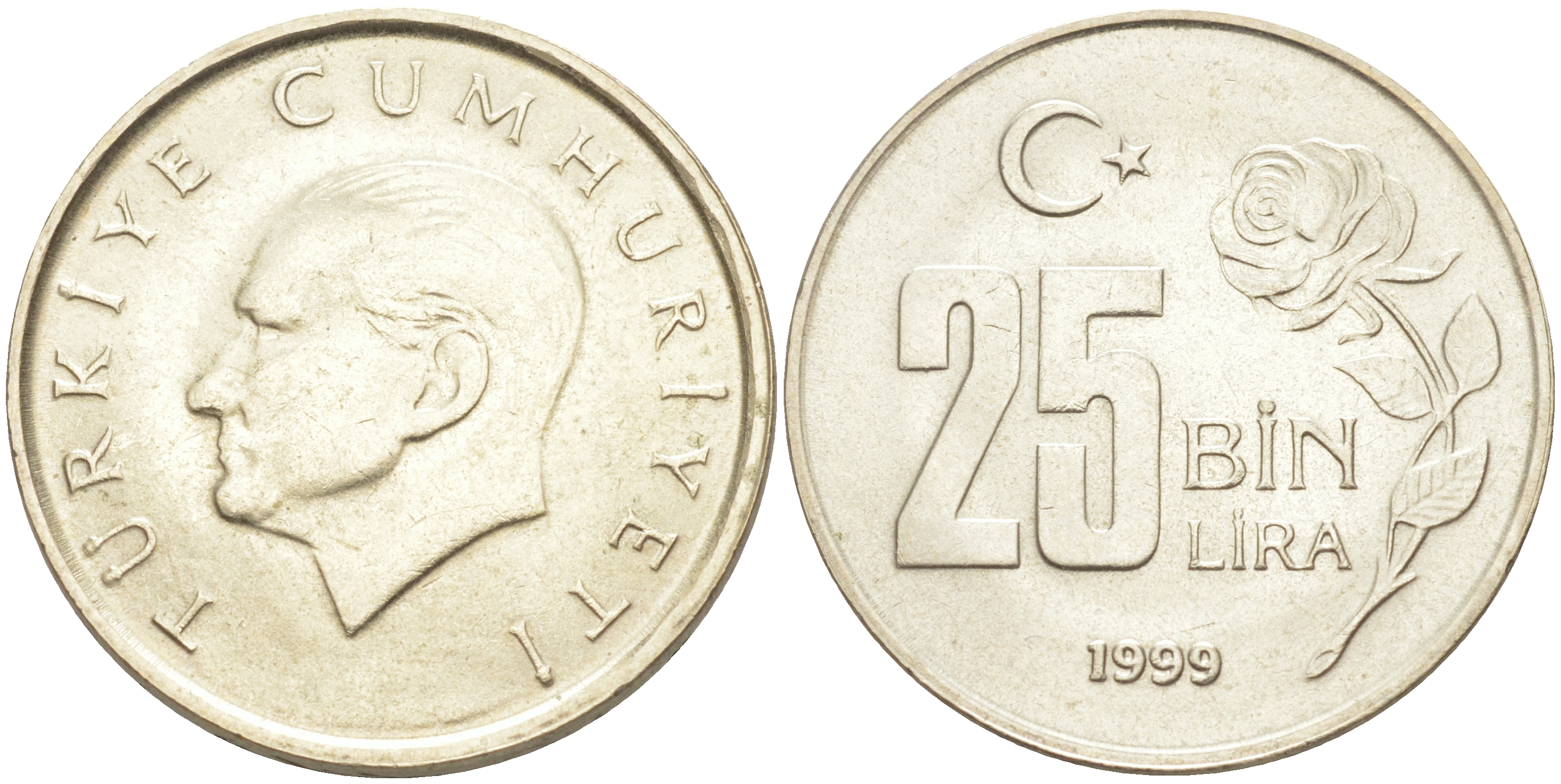 Турция 25000 лир 1999 Мустафа Кемаль Ататюрк KM 1041 медь никель цинк 106-727