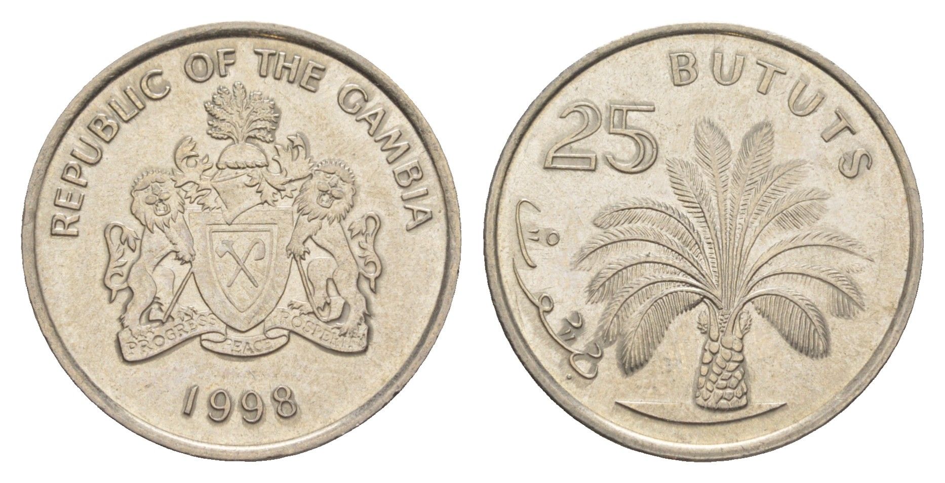 Гамбия 25 бутут 1998 KM 57 медно-никель 4643-649