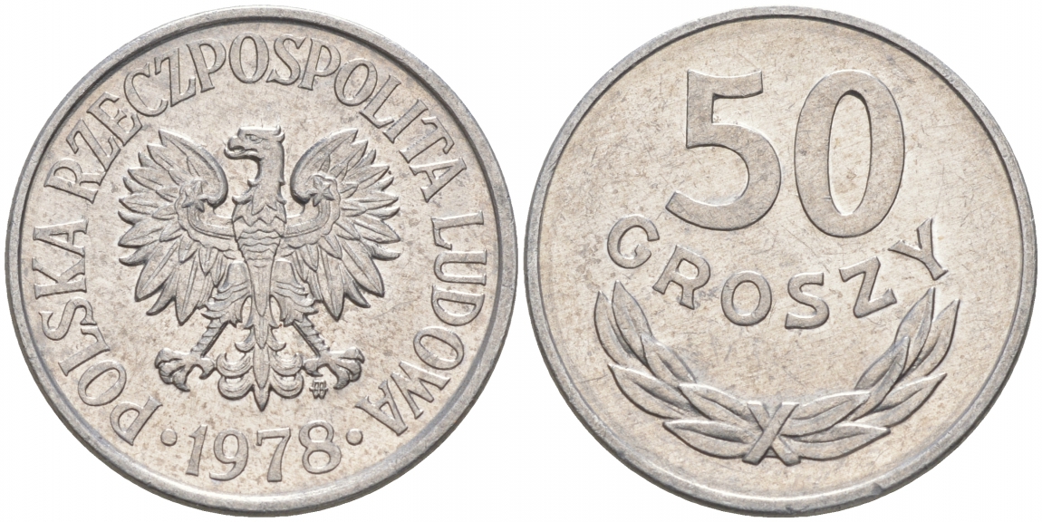 ПОЛЬША 50 ГРОШЕЙ 1978 MW KM 48.1 алюминий 68-352