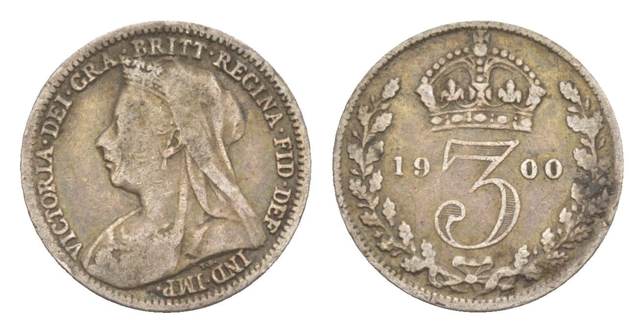 Великобритания 3 пенса 1900 Виктория (1837-1901) KM 777, Spink 3942 серебро 4643-816