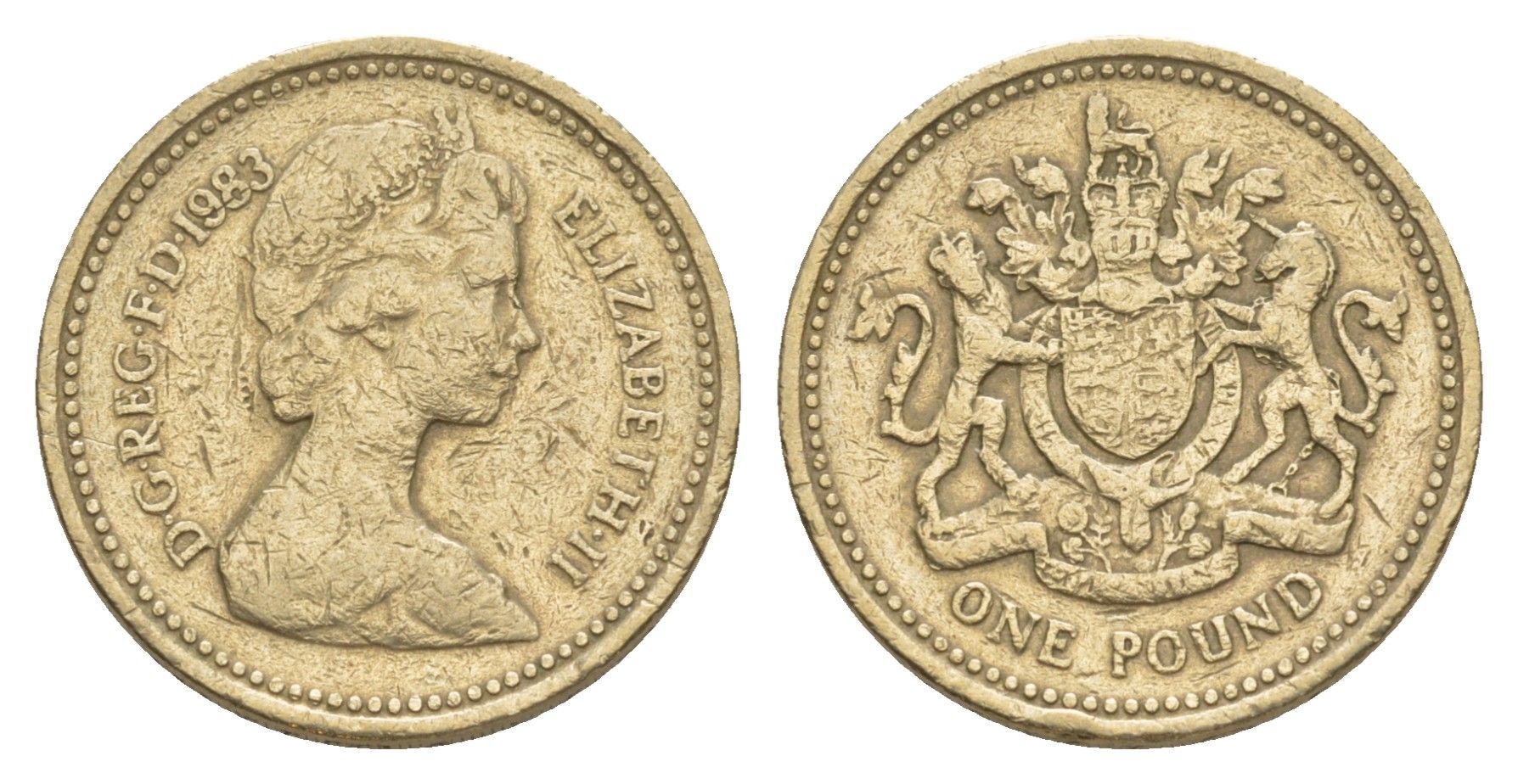 Великобритания 1 фунт 1983 Елизавета II (1952-2022) KM 933, Spink 4221 никель латунь 4638-736