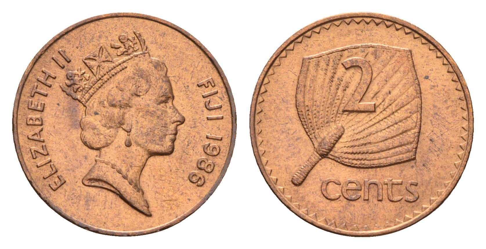 Фиджи 2 цента 1986 KM 50 бронза aUNC 4669-542